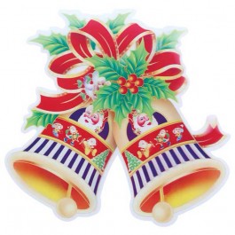 Enfeite de PVC 3D Sino Duplo de Natal 50x47cm