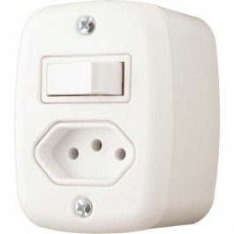 Interruptor X 1 Tecla e 1 Tomada 10A Branco Pluzie