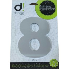 Número Residencial Algarismo Alumínio Espelhado com PVC 15 Cm No 8 Decore