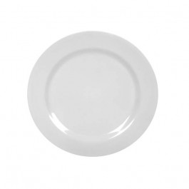 Prato Melamine Branco 25cm Raso com 12 Peças