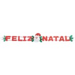 Faixa de Enfeite de Feliz Natal Horizontal Média
